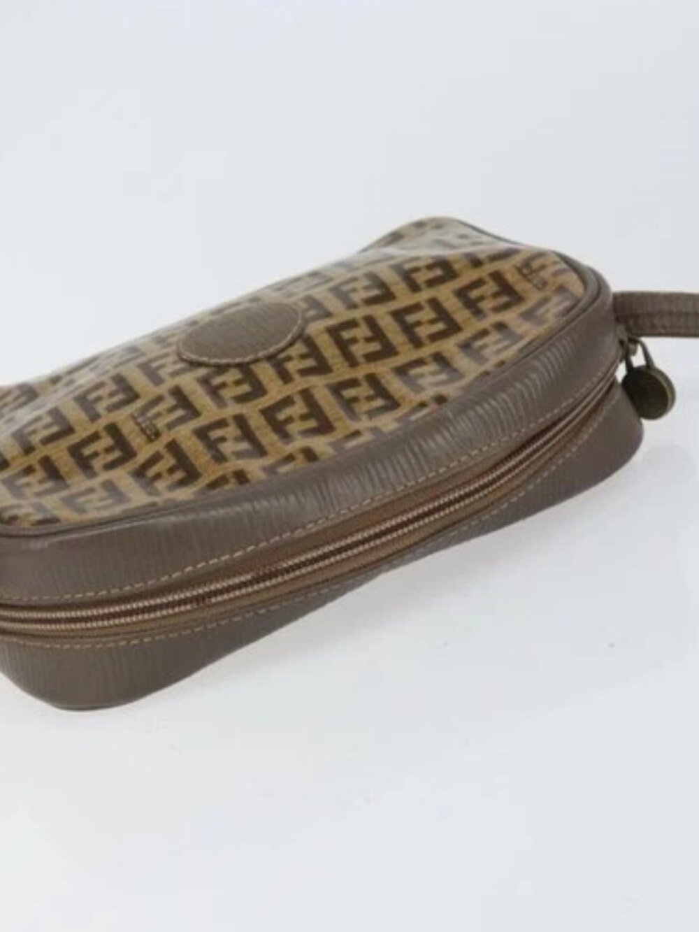 FENDI Zucchino Canvas Shoulder Bag Beige Auth - Picture 6 of 16